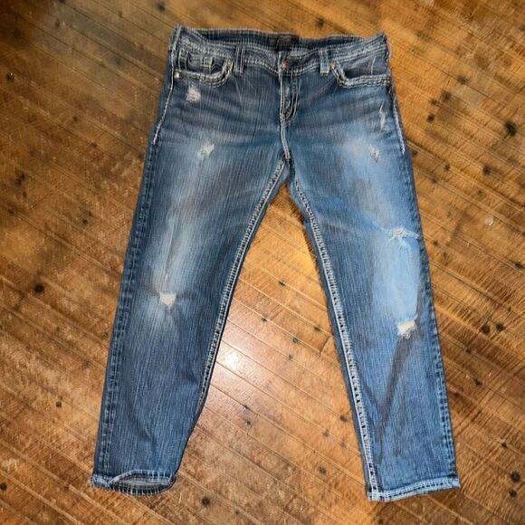 Silver Aiko skinny distressed 31x25 destroyed jeans - Picture 1 of 4